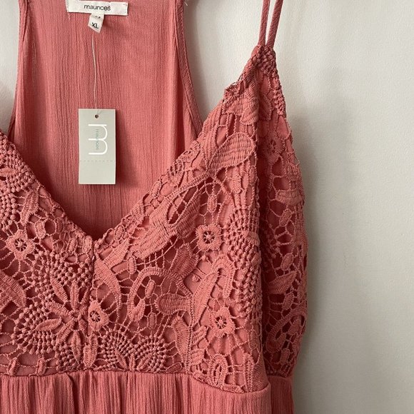 🌸BNWT!🌸 Maurices Boho Midi Dress XL Pink Crochet - Picture 6 of 13